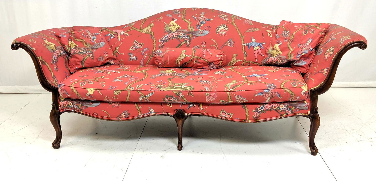 French Style Humpback Sofa with Flared Arms. Asian Prin (1 of 12)