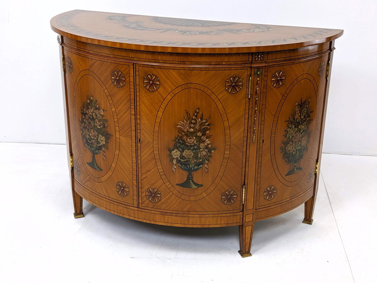 Adams Style Paint Decorated Console Bombe Cabinet. Inla (1 of 8)