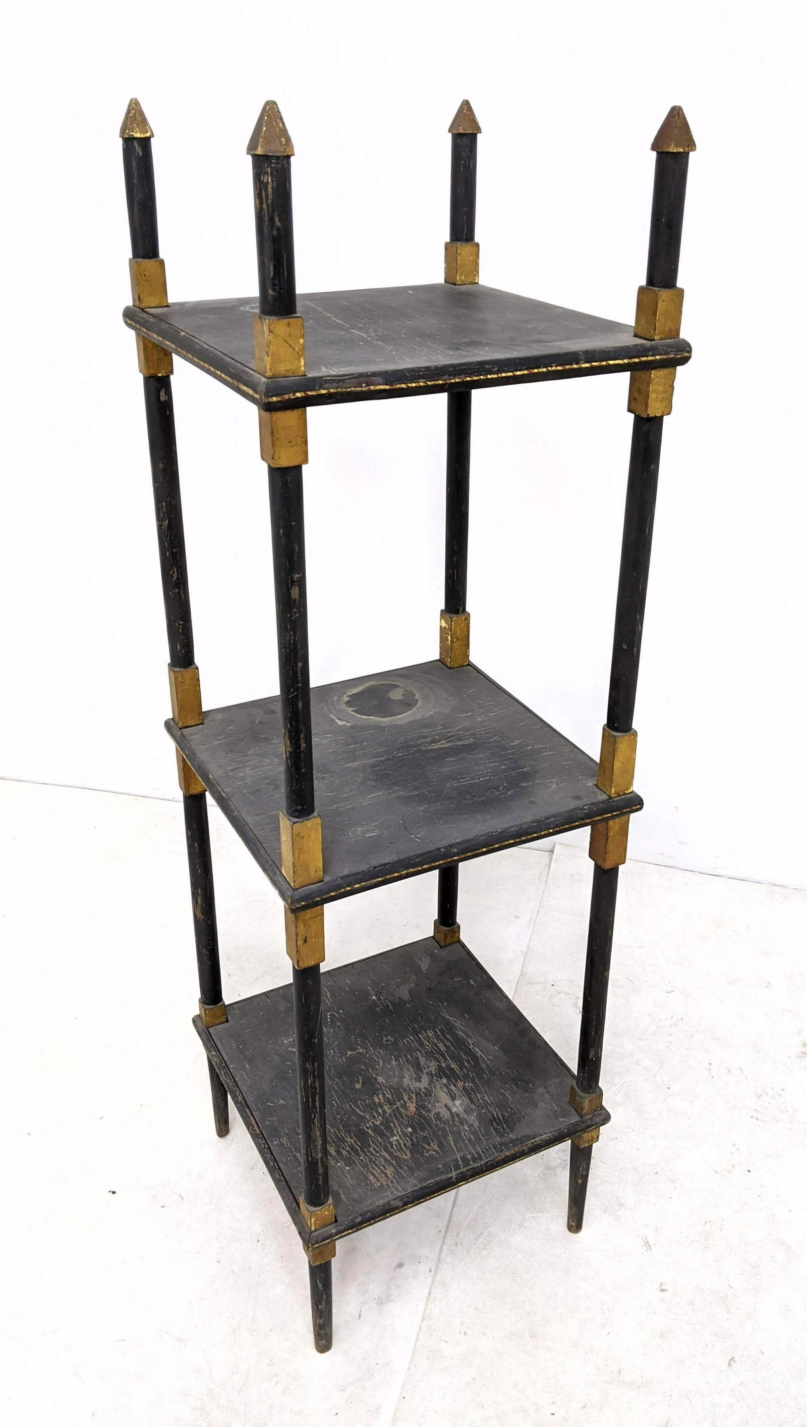 Triple Tier Painted Black Wood Small Shelf Display Unit (1 of 9)