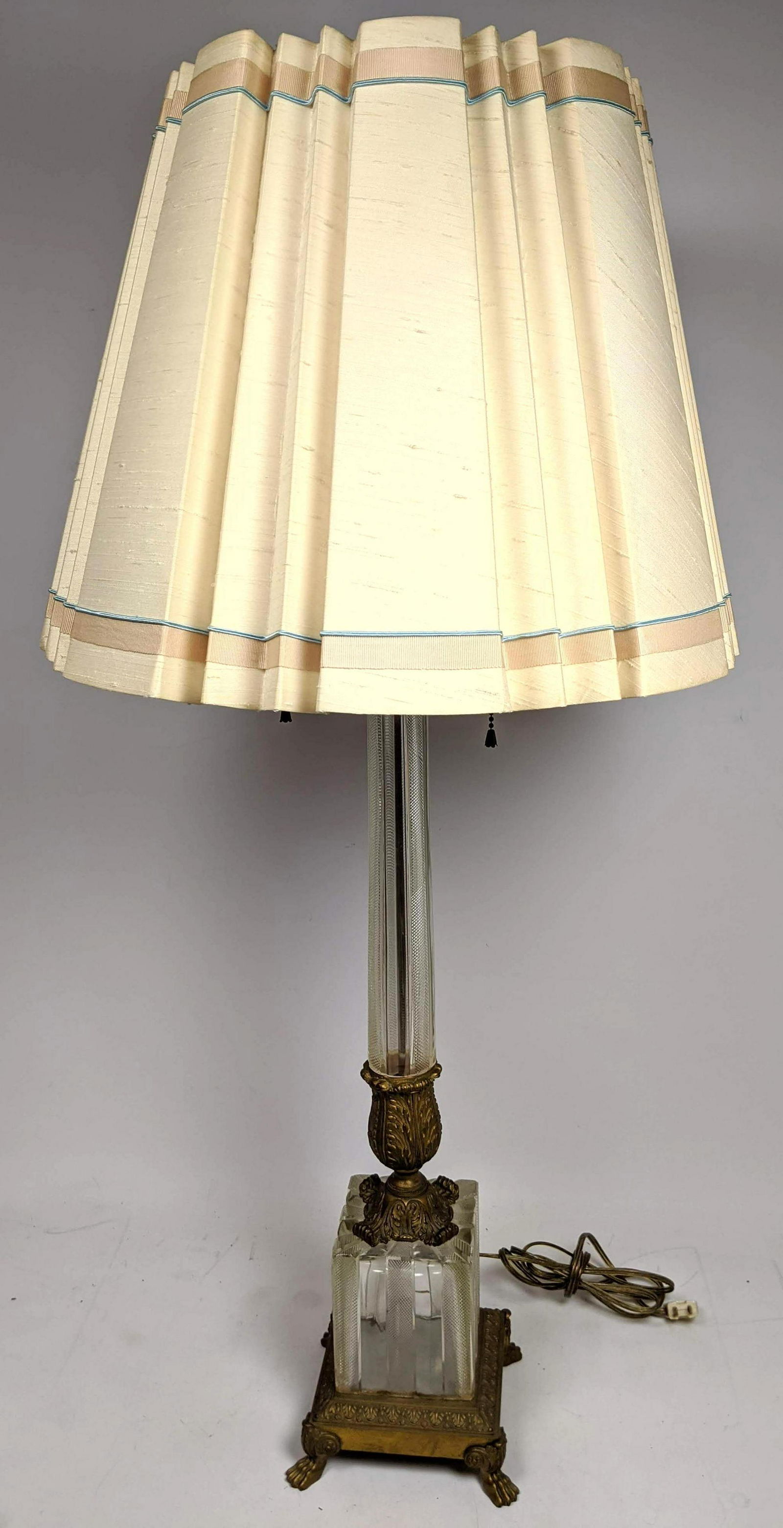 Cut Crystal Bronze Ormolu Column Form Table Lamp. Custo (1 of 13)