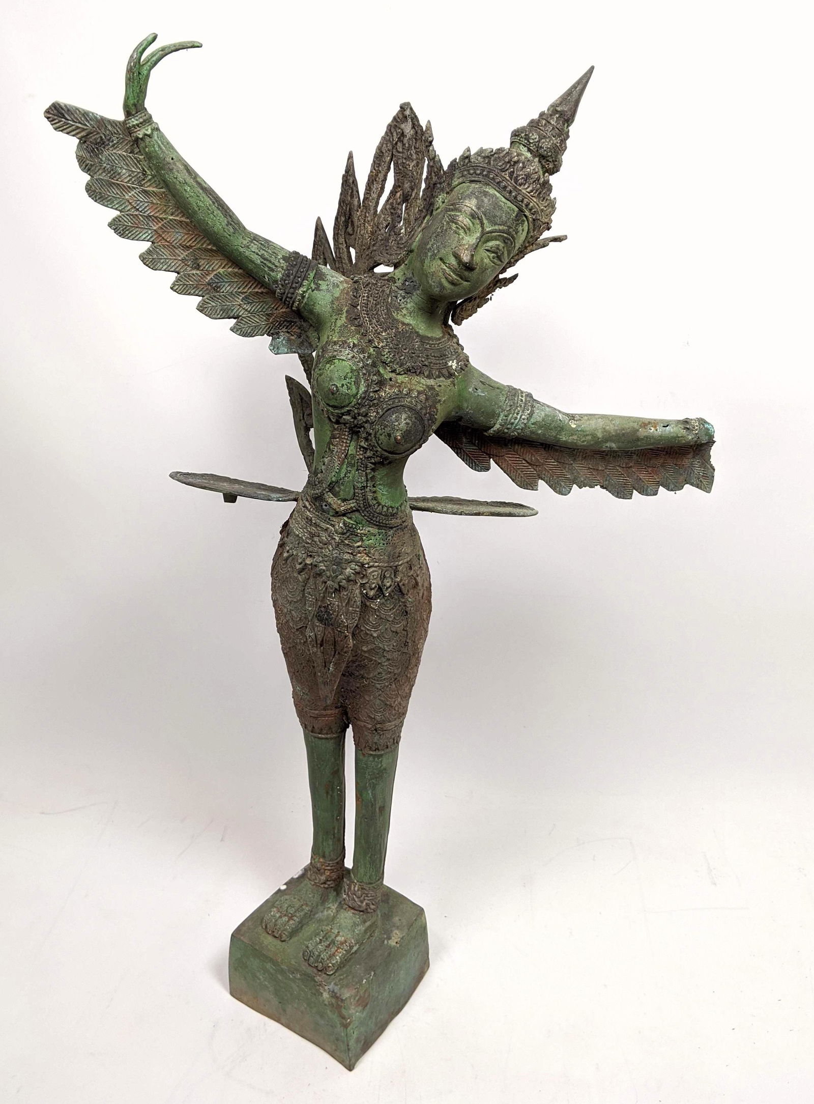 Indonesian Winged KINNARA Deity Bronze Sculpture. Danci (1 of 14)