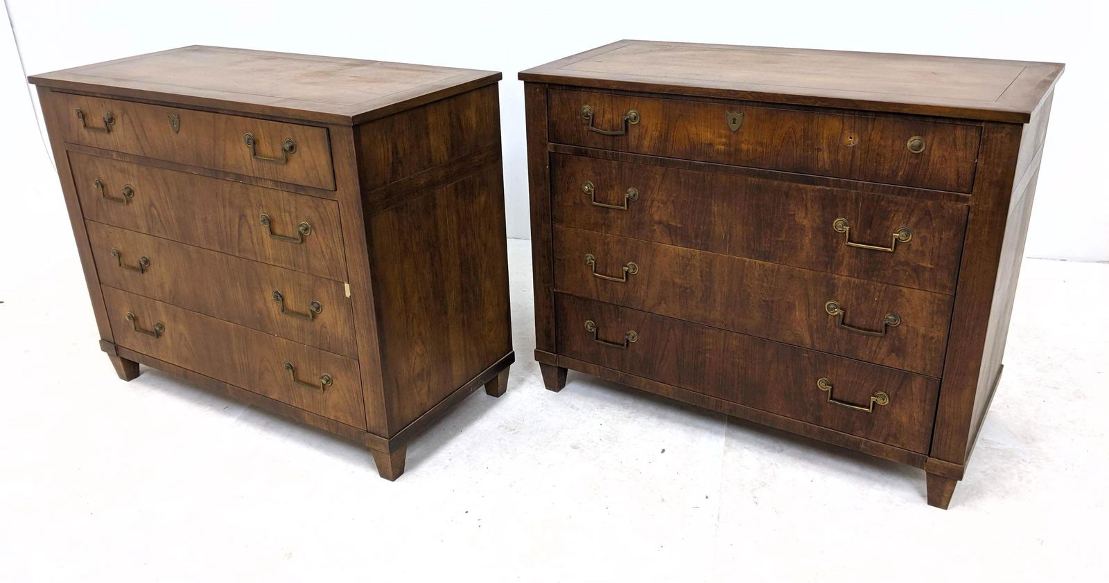 Pr BAKER Low Walnut Bachelors Chests. Dressers. Brass D (1 of 13)