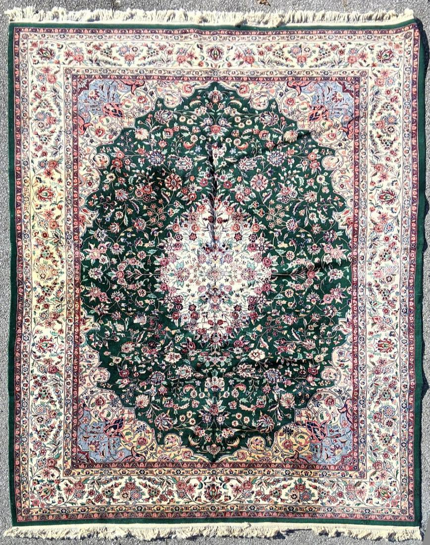 12'10X8'11 Green Handmade Oriental Carpet Rug (1 of 9)
