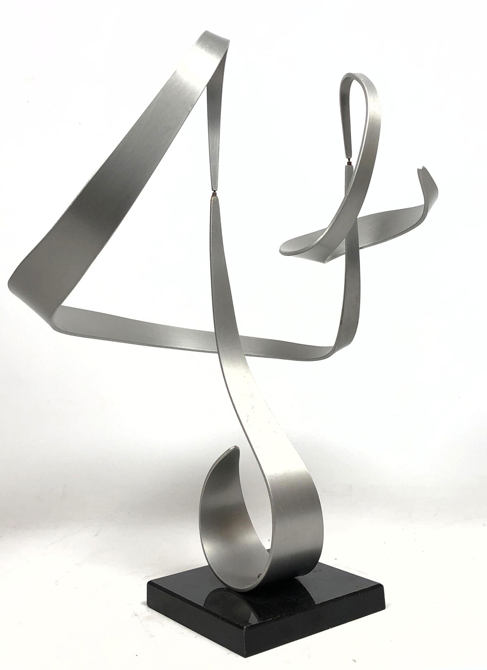 Abstract Modernist Ribbon Form Kinetic Sculpture on bla (1 of 9)