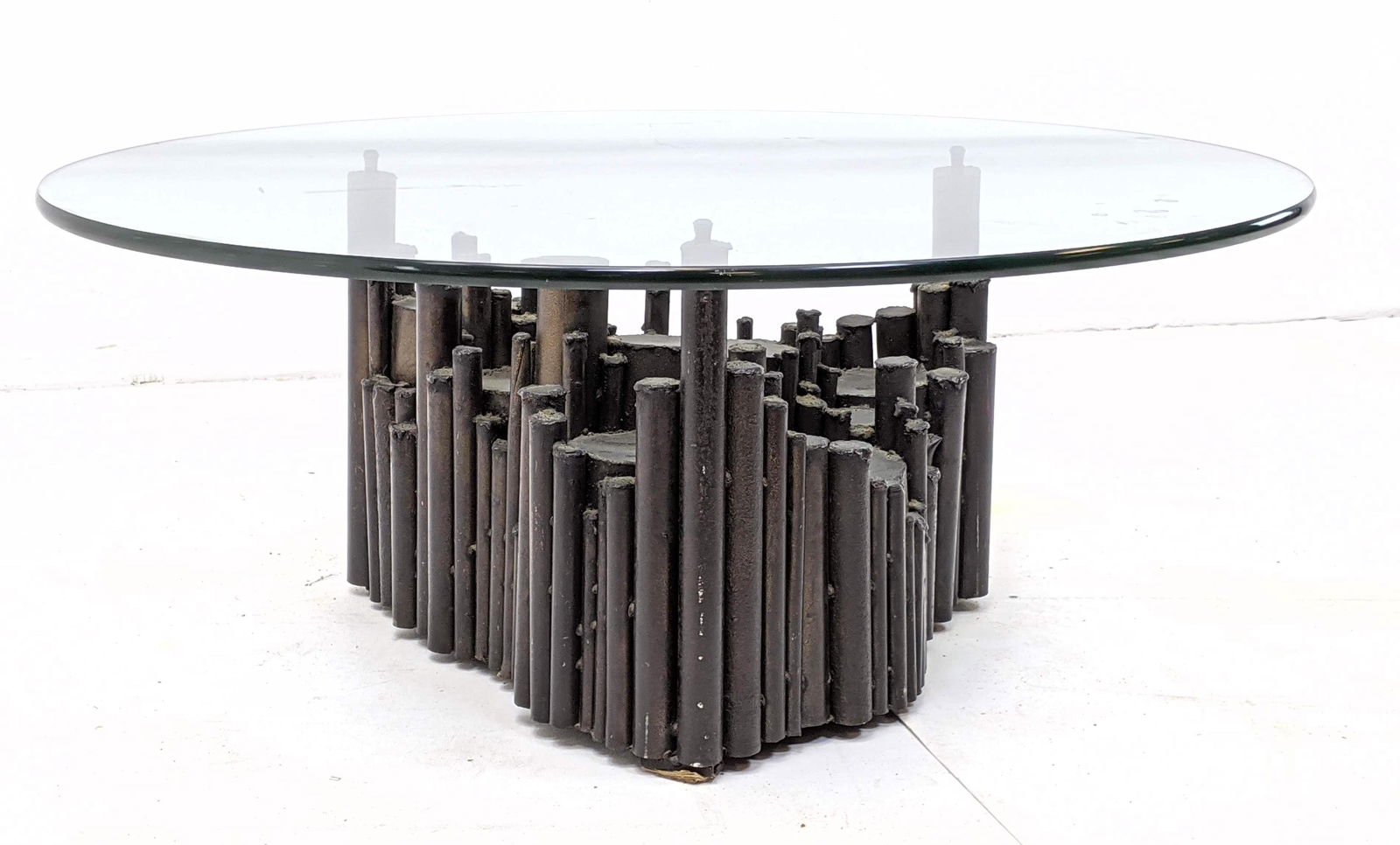 Brutalist Welded Rod Glass Top Coffee Cocktail Table. P (1 of 10)