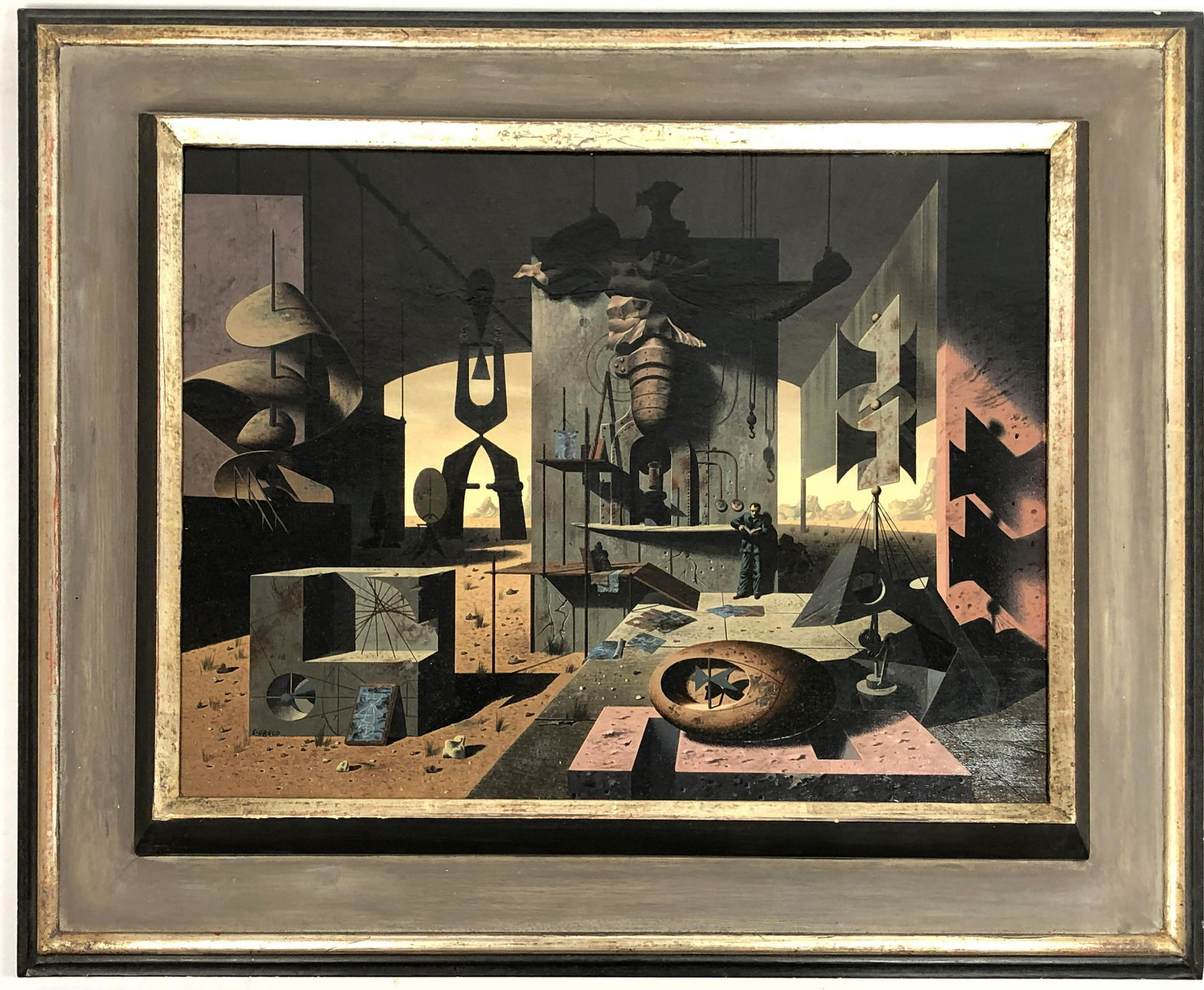 Signed S. GRECO Surrealist Oil Painting on Board. Futur (1 of 9)