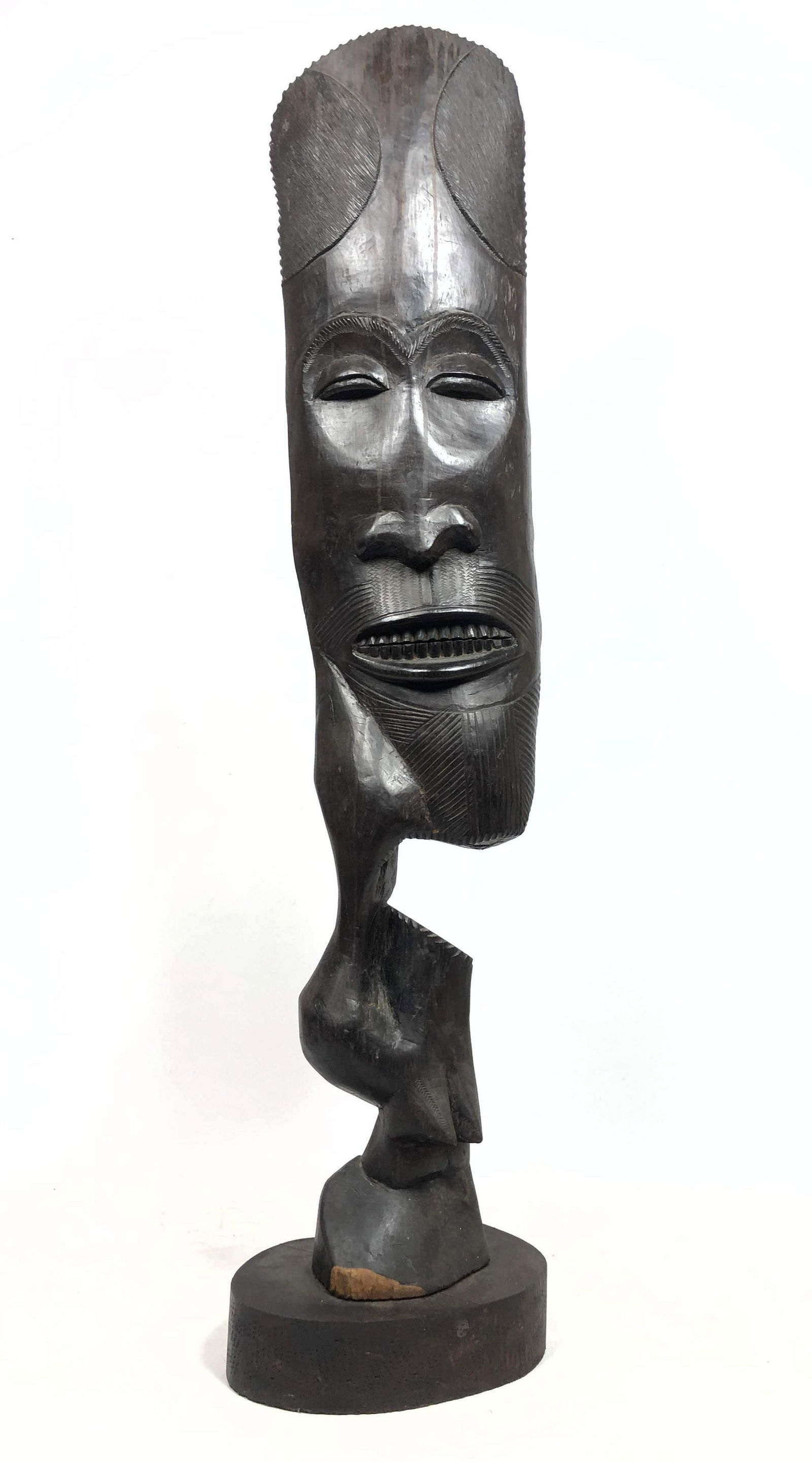 Figural African Tribal Carved Wood Table Sculpture with (1 of 11)