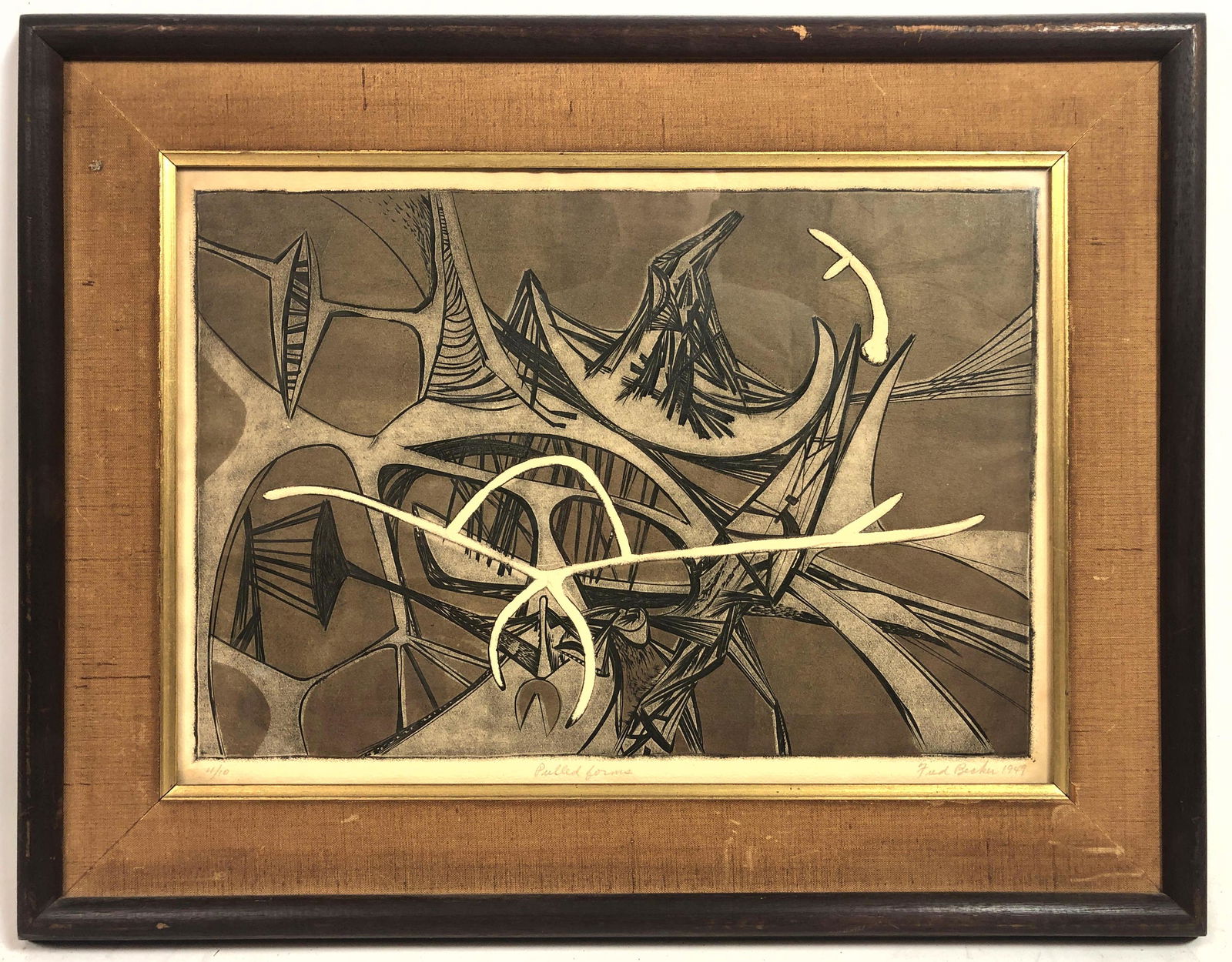 FRED BECKER Modernist Print with Embossment on Paper. " (1 of 8)