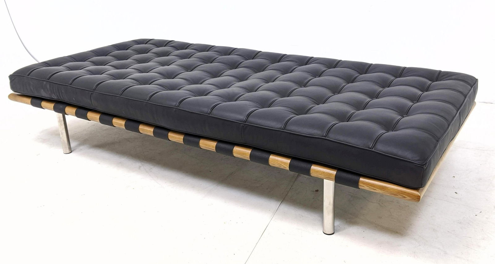 Knoll style Tufted Black Day Bed w Metal Tube Legs. Bol (1 of 12)