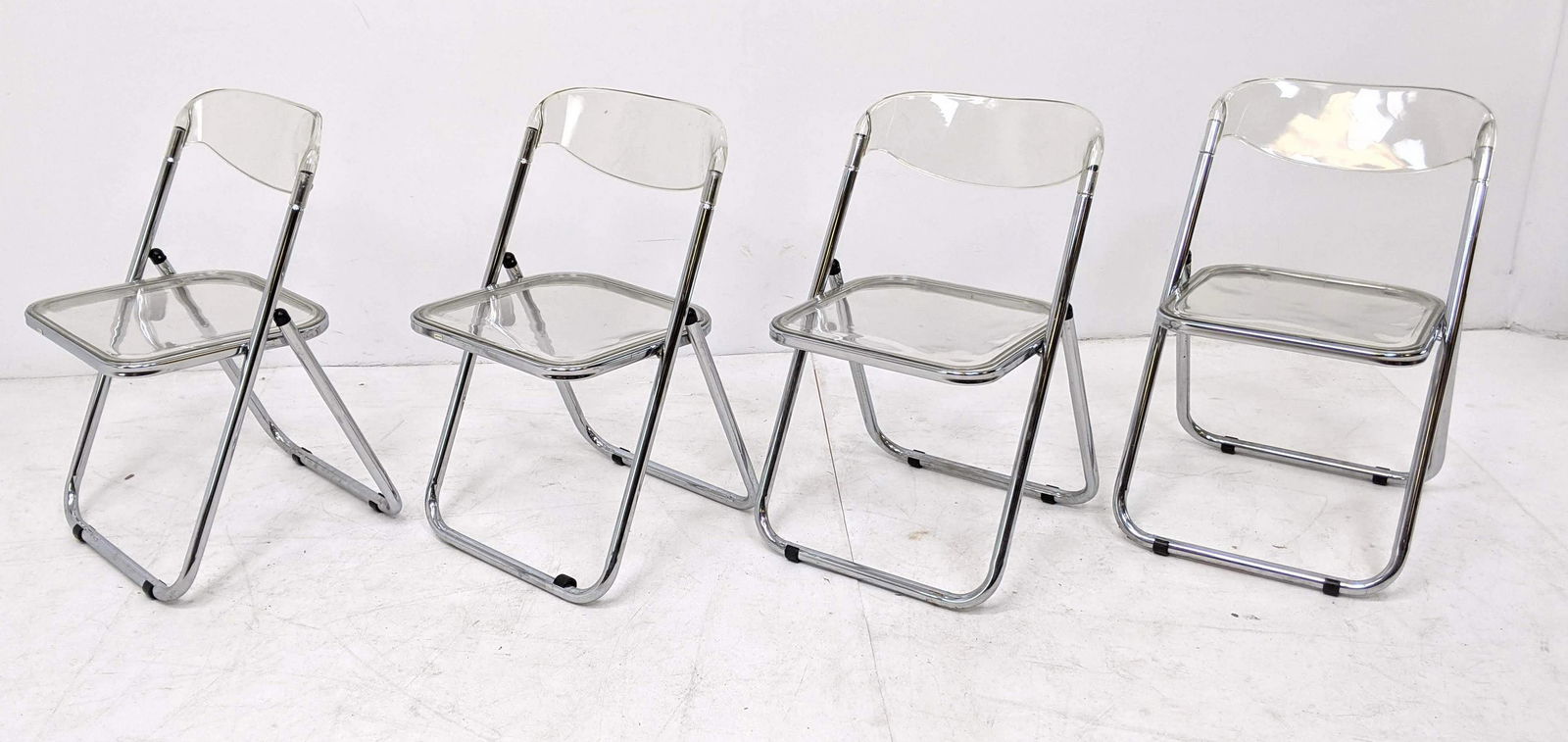 Italian BREVETTATO Modern Chrome Acrylic Folding Chairs (1 of 11)