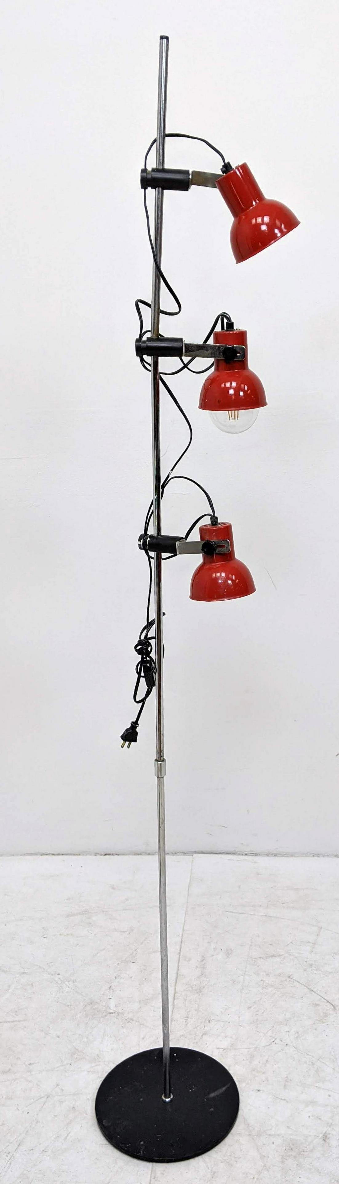 Italian Modernist Red Enamel Shade Adjustable Floor Lam (1 of 14)