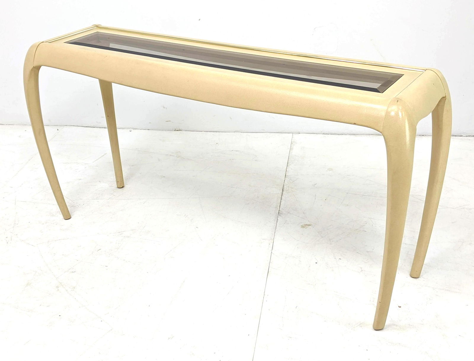 Karl Springer Style Decorator Hall Console Table. Glass (1 of 6)