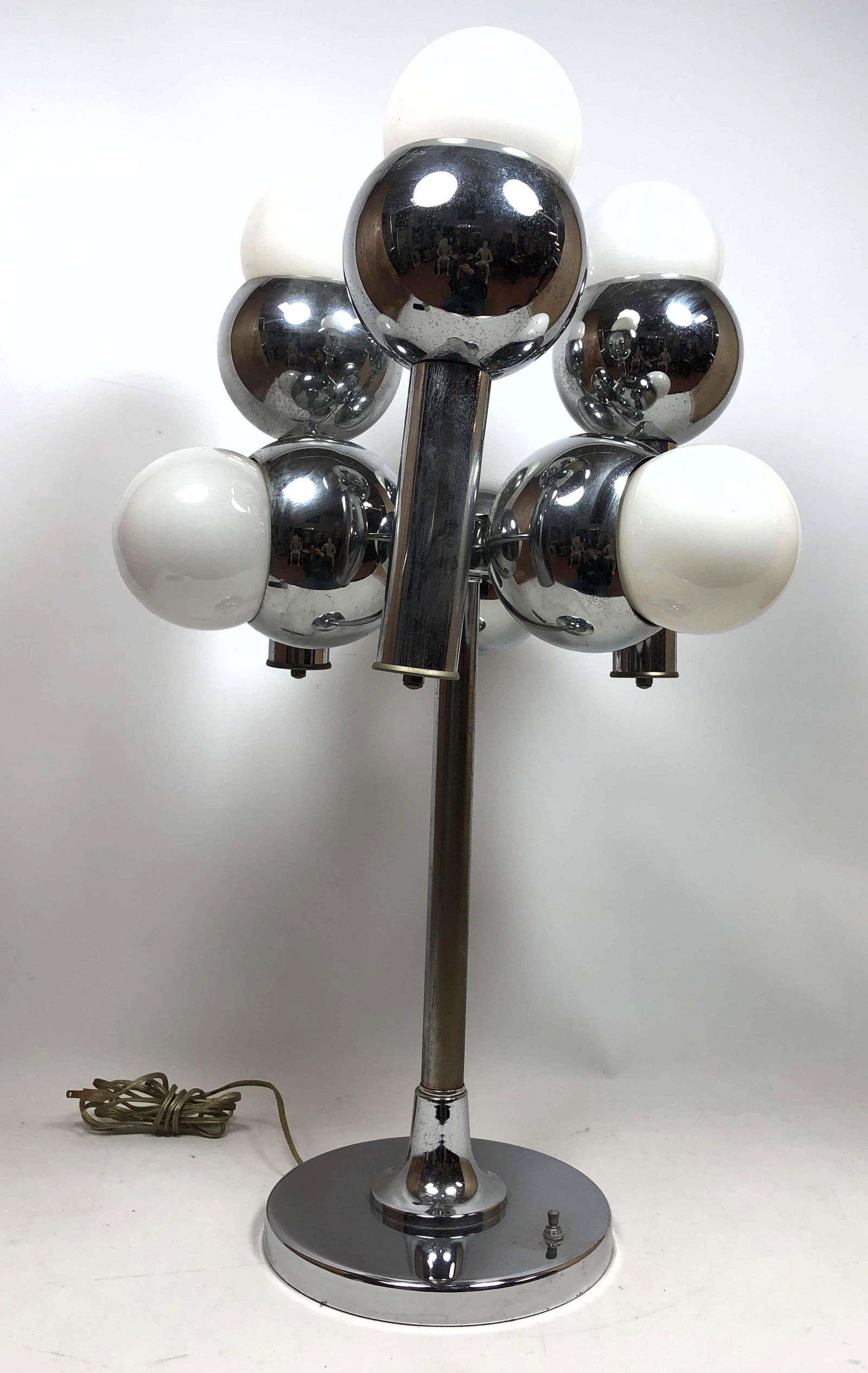 70s Modern Chrome Ball Table Lamp. Bulbous Space Age. (1 of 10)