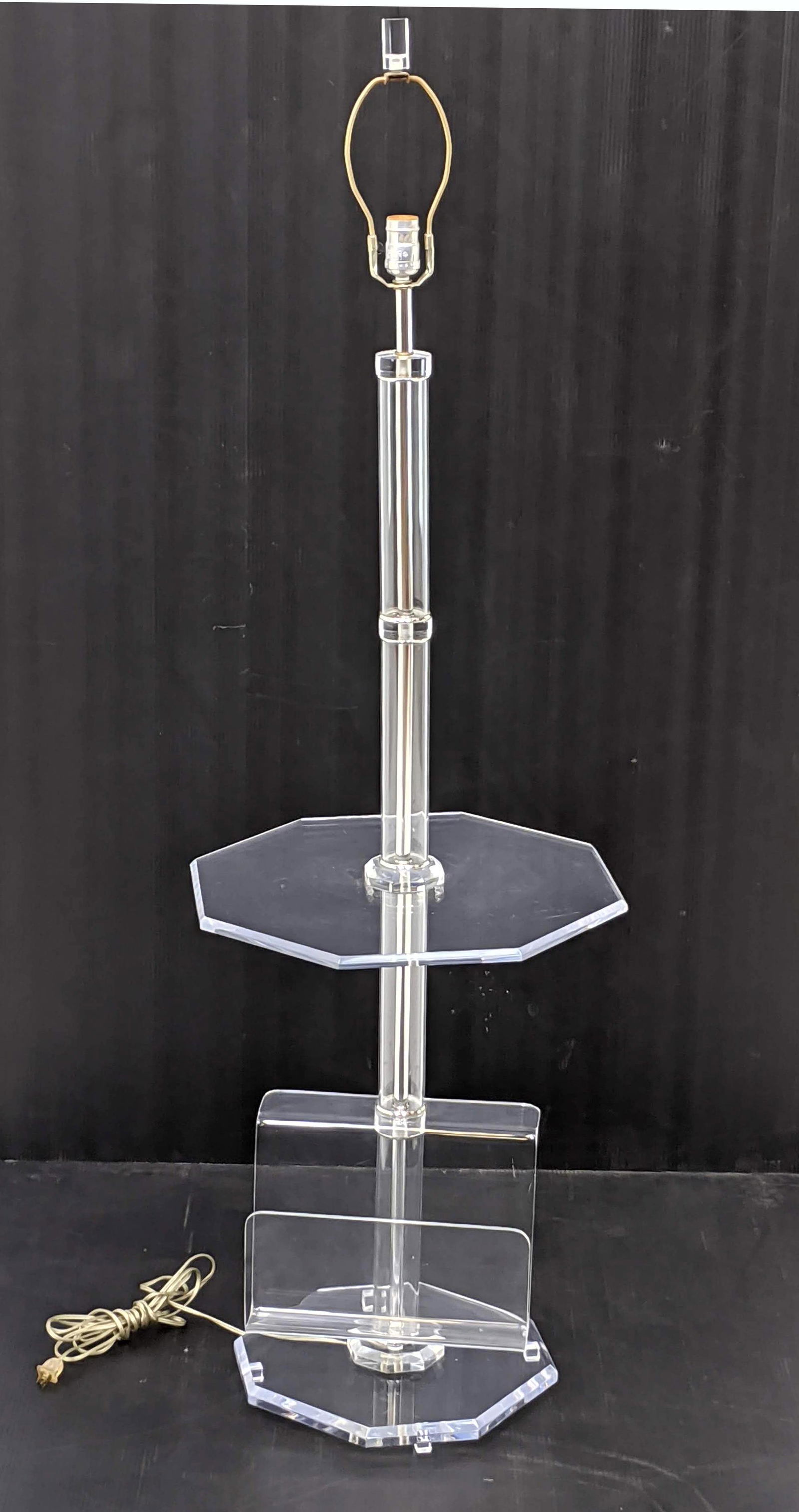 70s Modern Lucite Lamp Table w Magazine Rack. (1 of 6)