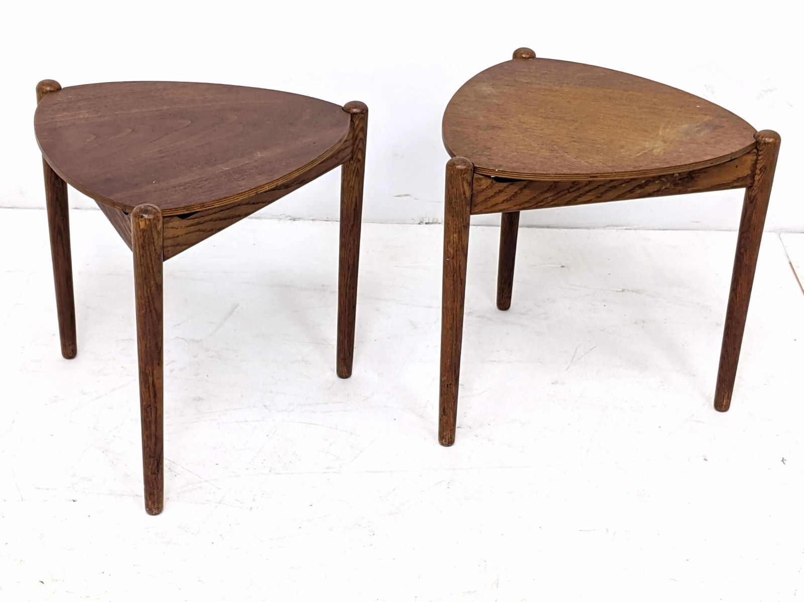 Pr Danish Modern Convertible Side End Tables Stools. On (1 of 10)