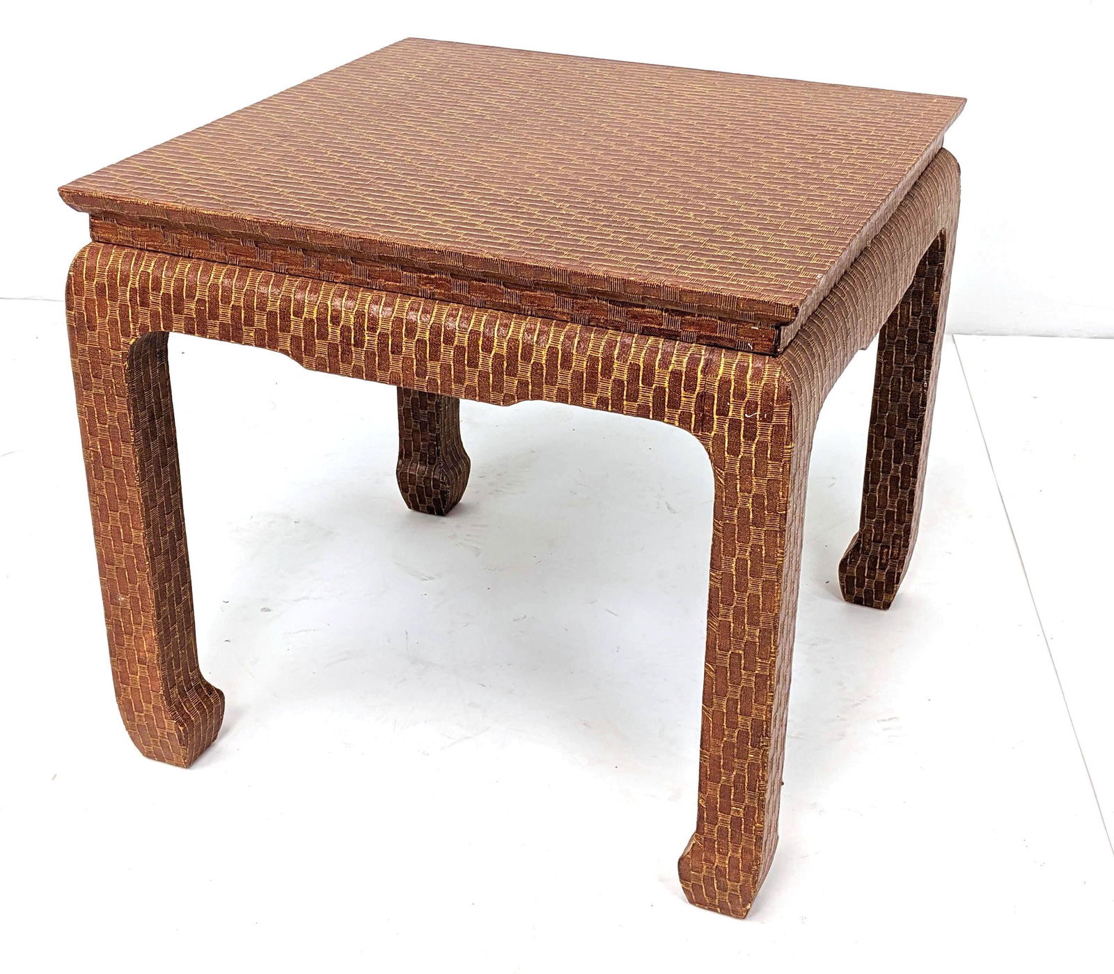 BAKER Modernist Asian Inspired Side Table. Lacquered gr (1 of 10)