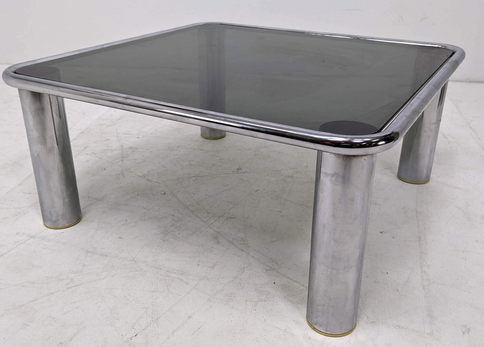 70s Modern Pace Style Table. Chrome & Smoked Glass Coff (1 of 10)