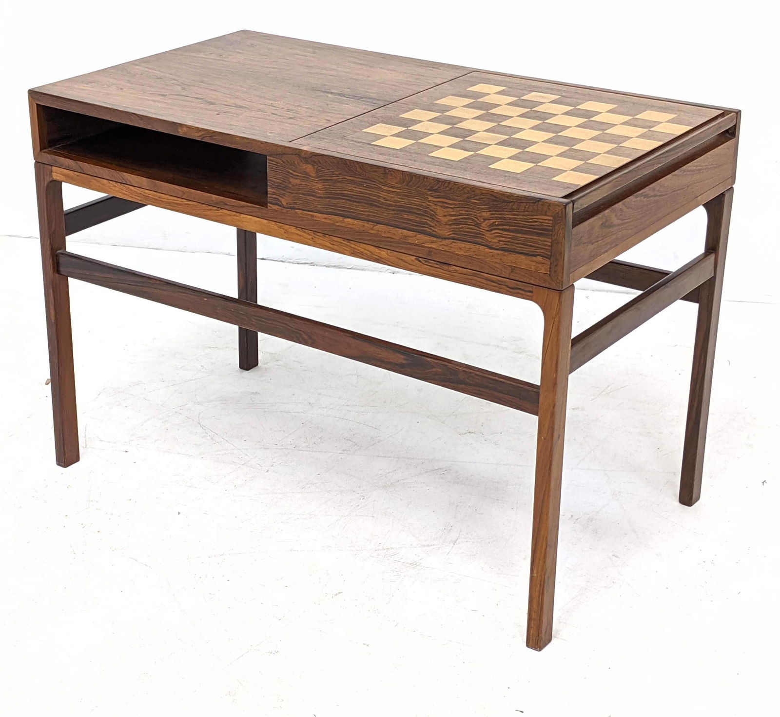 Danish Modern Rosewood Game Table. Side end table with (1 of 13)