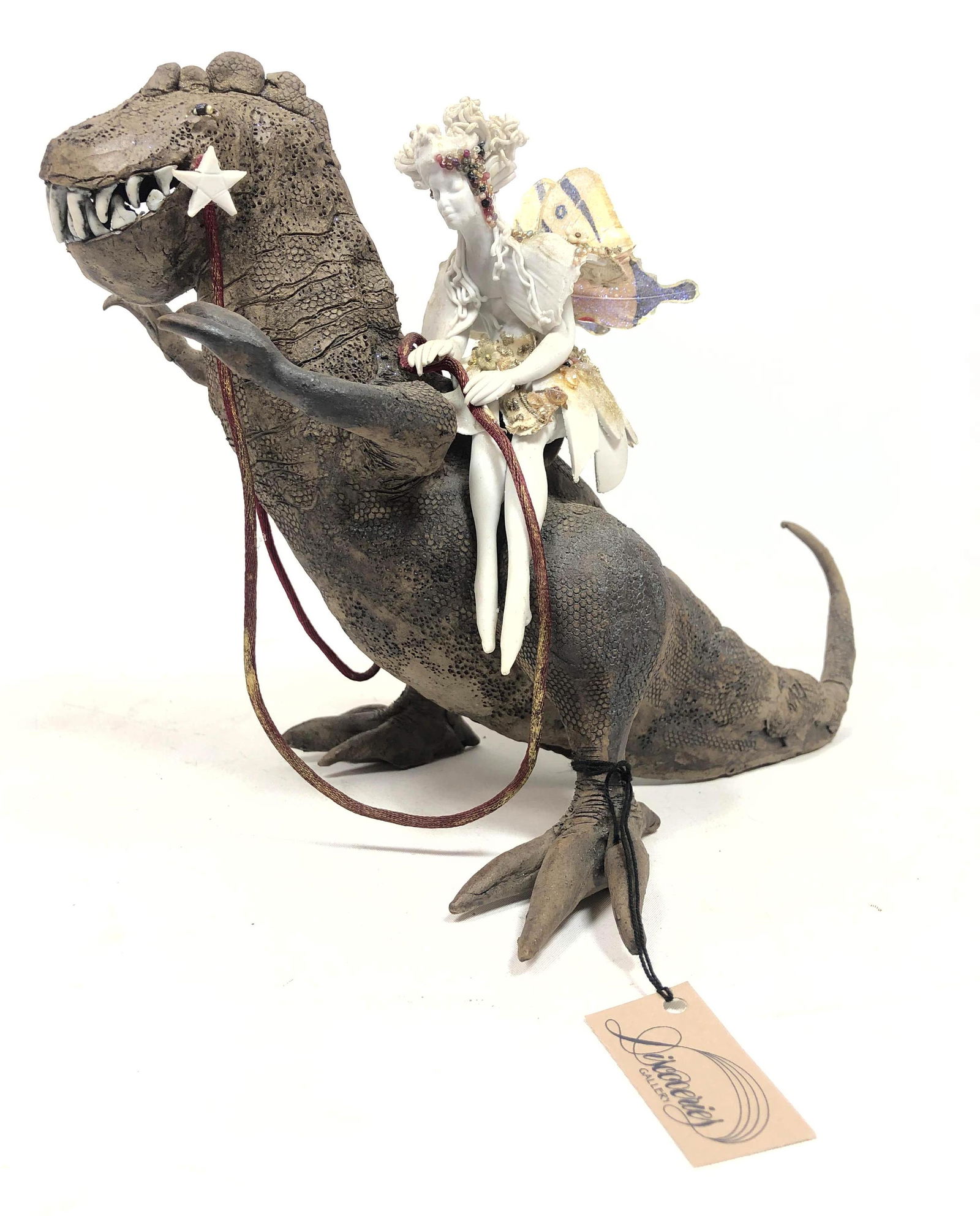 Signed Whimsical Ceramic Figural Table Sculpture Fairy (1 of 10)