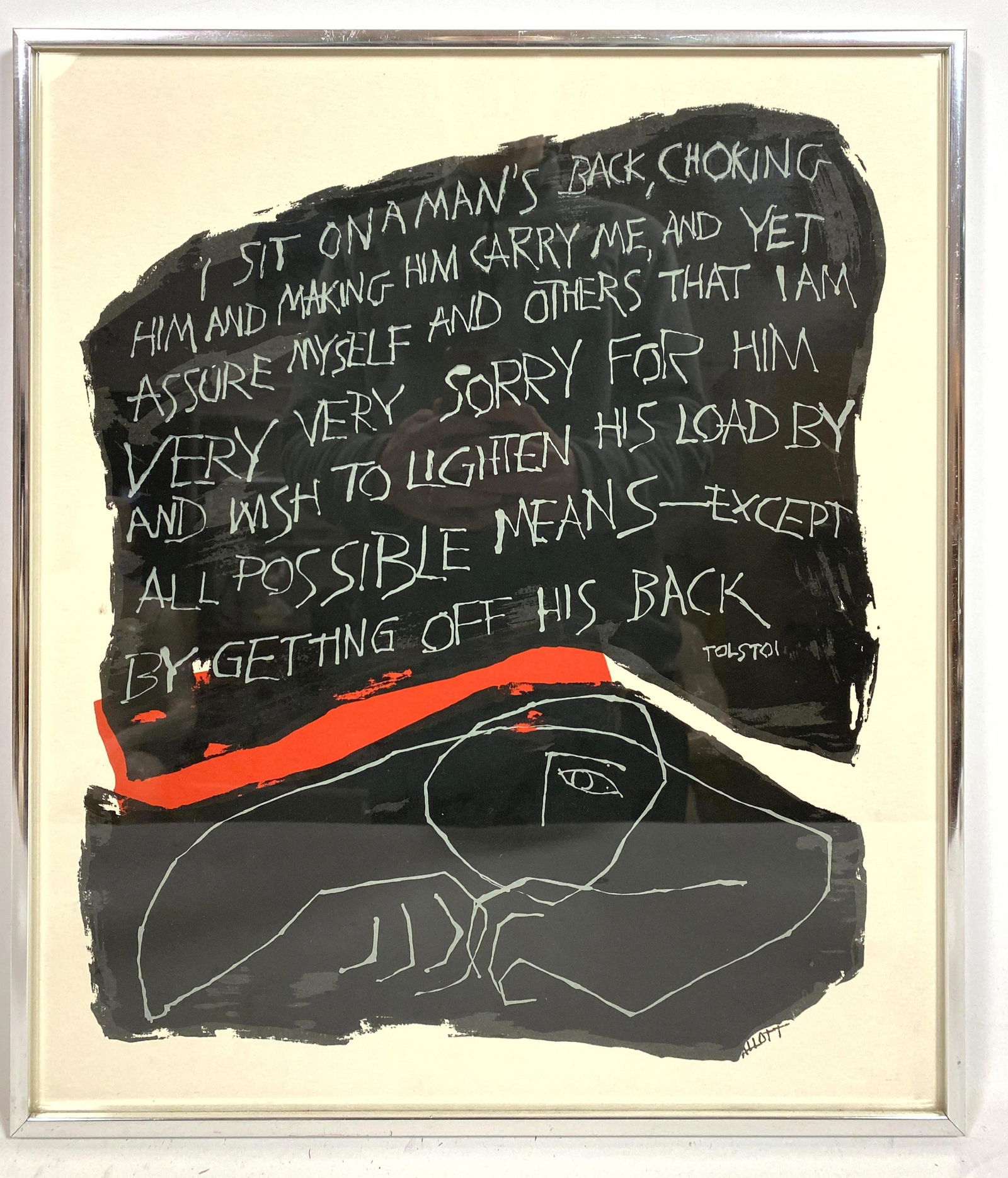 PATRICIA ALLOTT "Tolstoi" 1969 Modernist Figural Silksc (1 of 6)