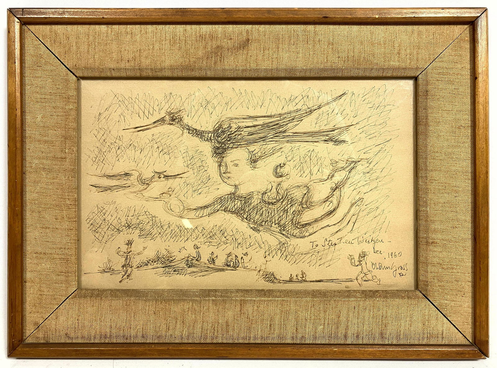 CHAIM GROSS Modernist Figural Drawing on Paper. Signed (1 of 5)