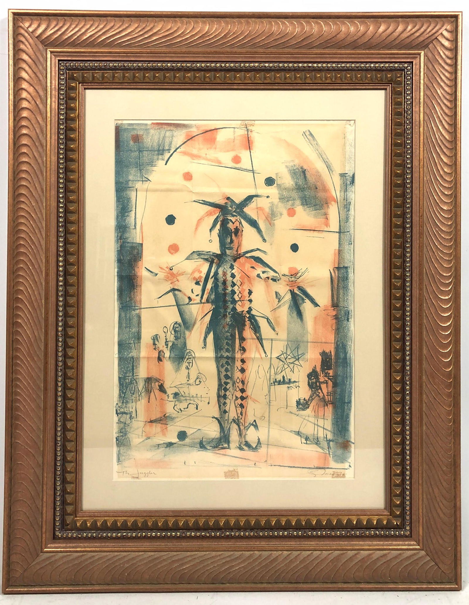 Signed MARIAM Modernist Figural Lithograph on Paper. "T (1 of 8)