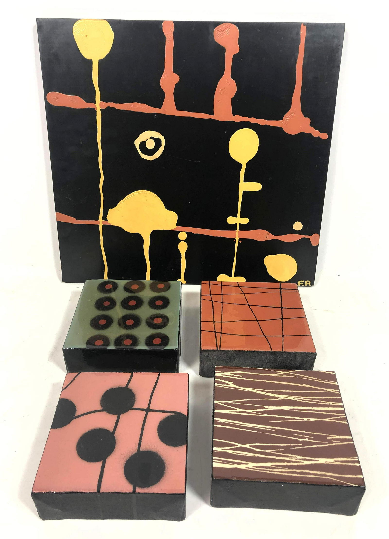 5pc Glossy Abstract Painting Lot. 4pc Natasha Barnes sm (1 of 8)