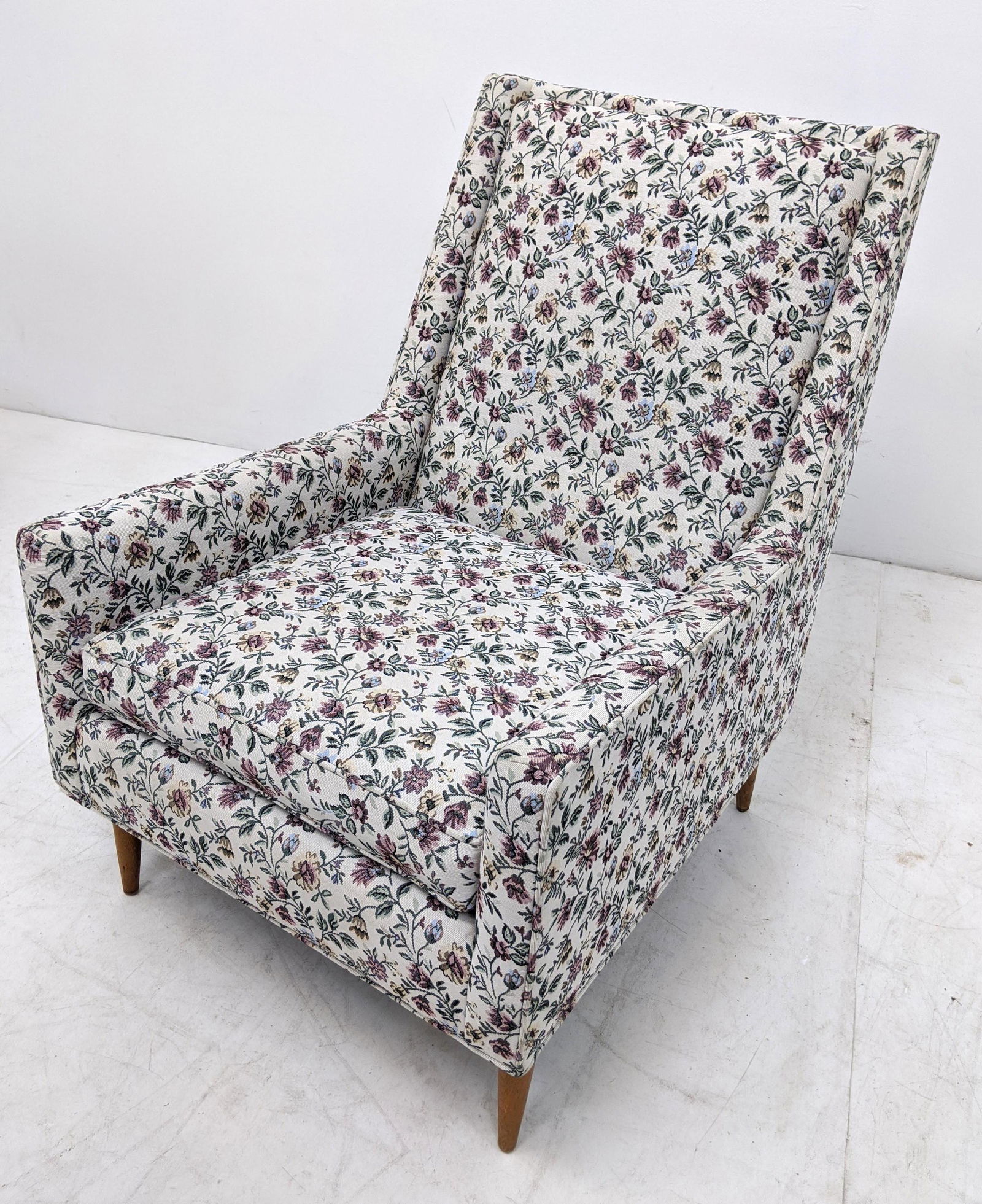 Paul McCobb style Arm Lounge Chair. Floral upholstery w (1 of 8)