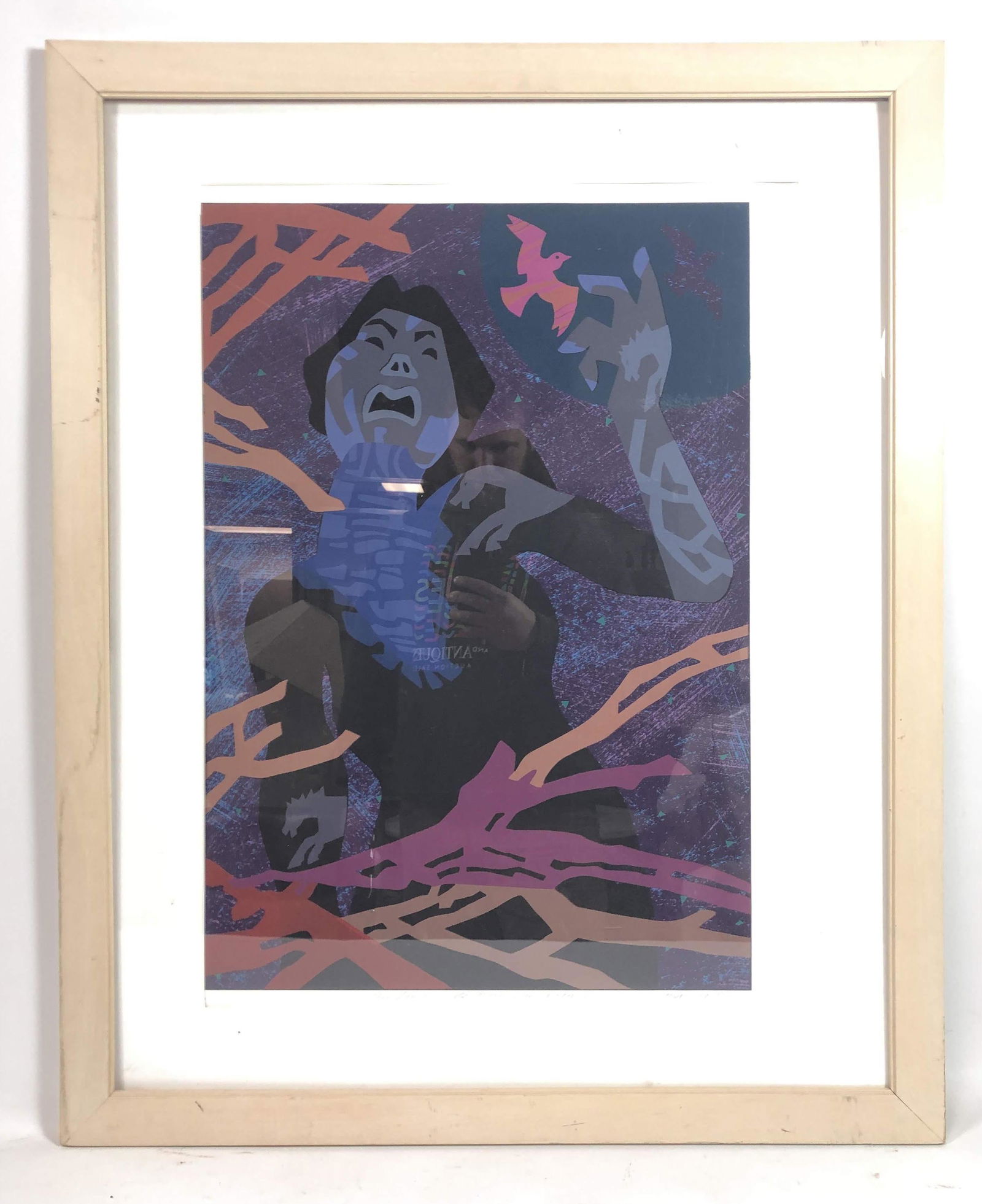 Signed ROBIN HOLDER Modernist Abstract Figural Silkscre (1 of 13)