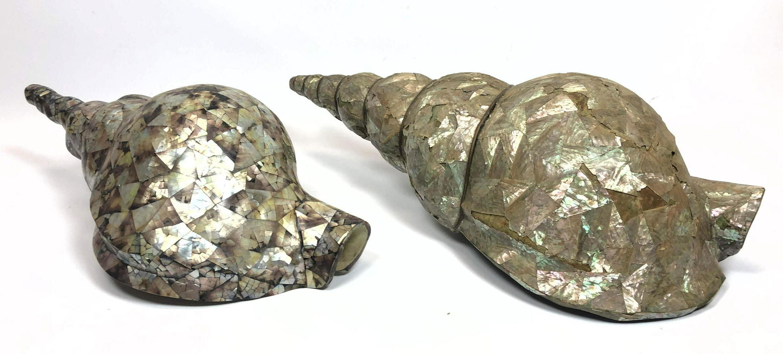 2 pc Mother of Pearl Tile Mosaic Sea Shell Table Sculpt (1 of 13)