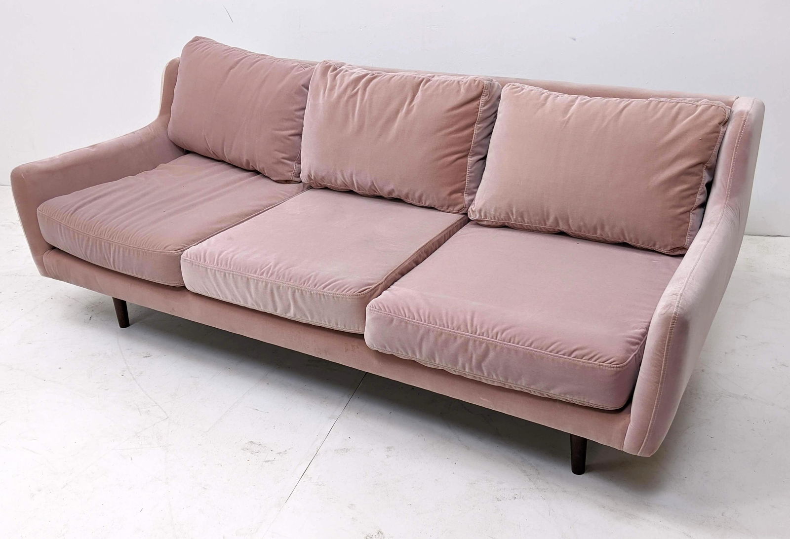Contemporary Modern Pink Velvet Sofa Couch. (1 of 8)