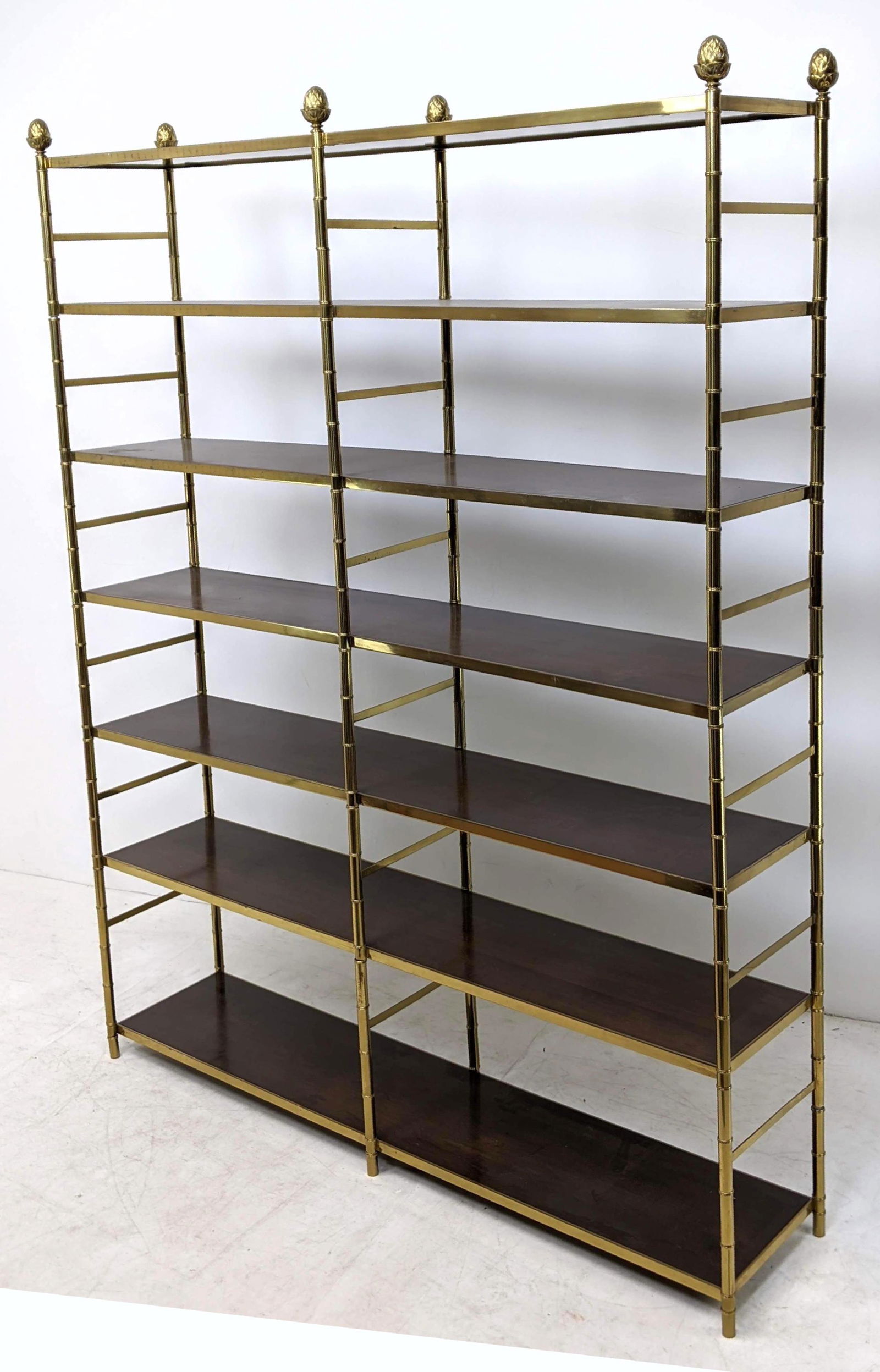 Oversized Decorator Brass Faux Bamboo Tall Shelf Unit. (1 of 11)