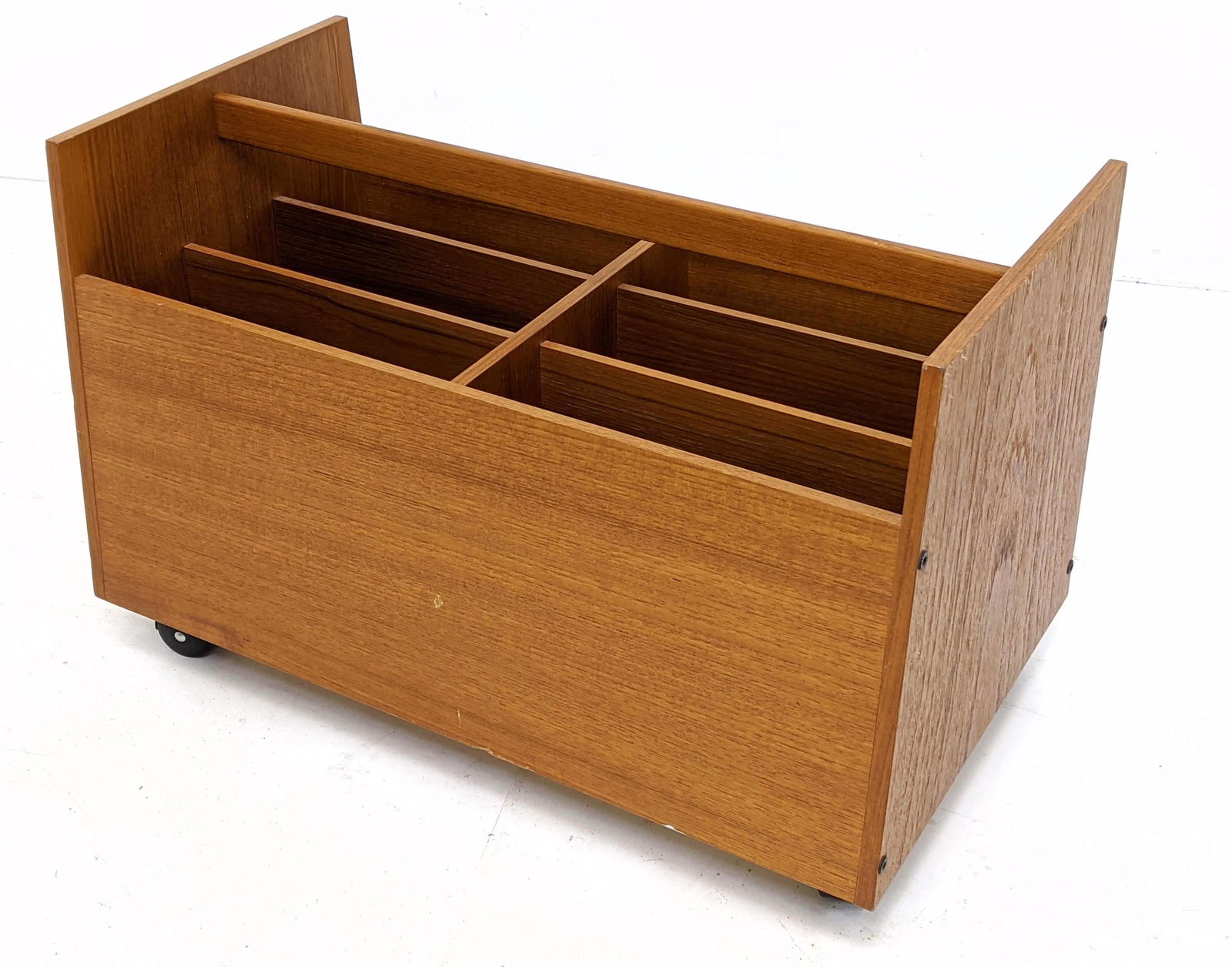 BRUKSBO Norwegian Modern Teak Rolling Magazine Rack Rec (1 of 7)