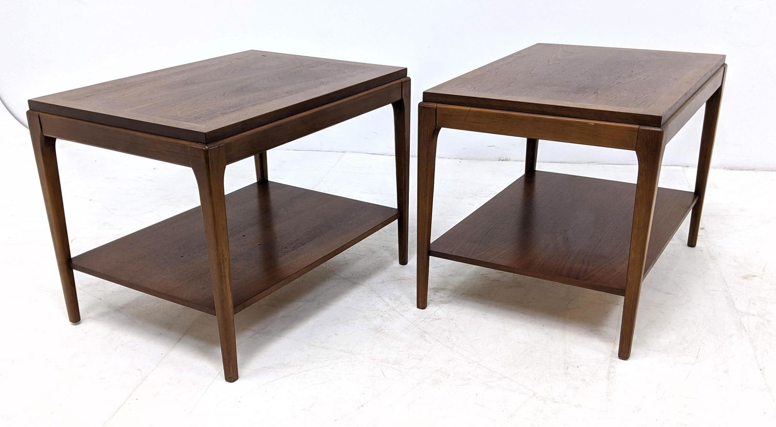 Pr LANE American Modern End Side Tables w lower shelf. (1 of 11)