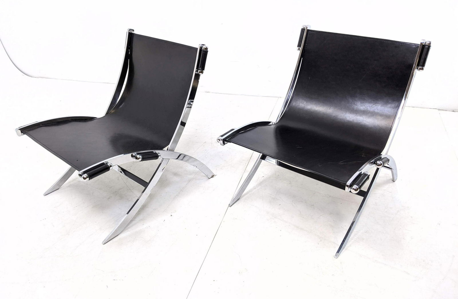 Pr Antonio Citterio style leather sling chairs (1 of 12)