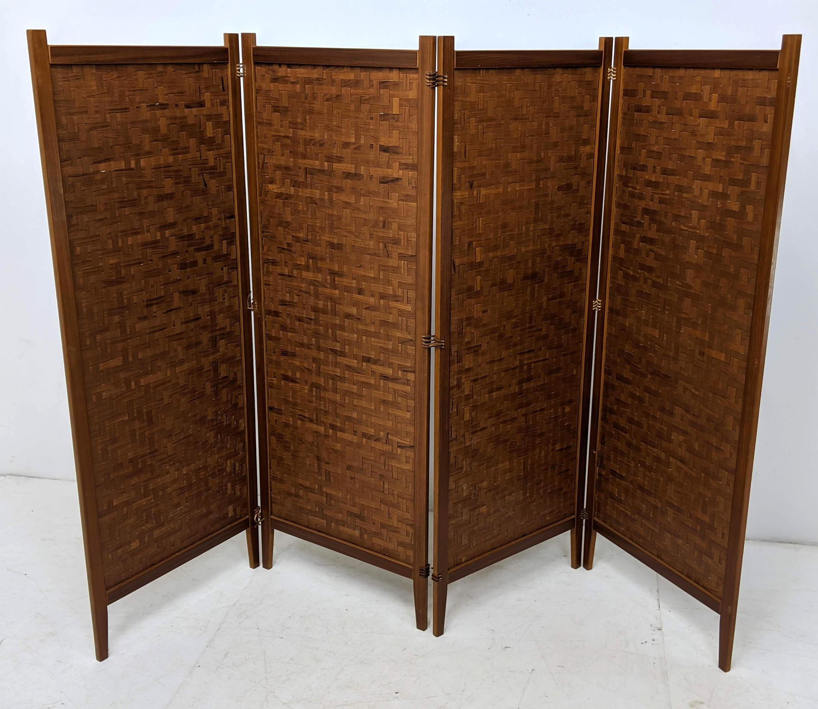 Danish Modern Teak Woven Folding Room Divider Screen. 4 (1 of 17)