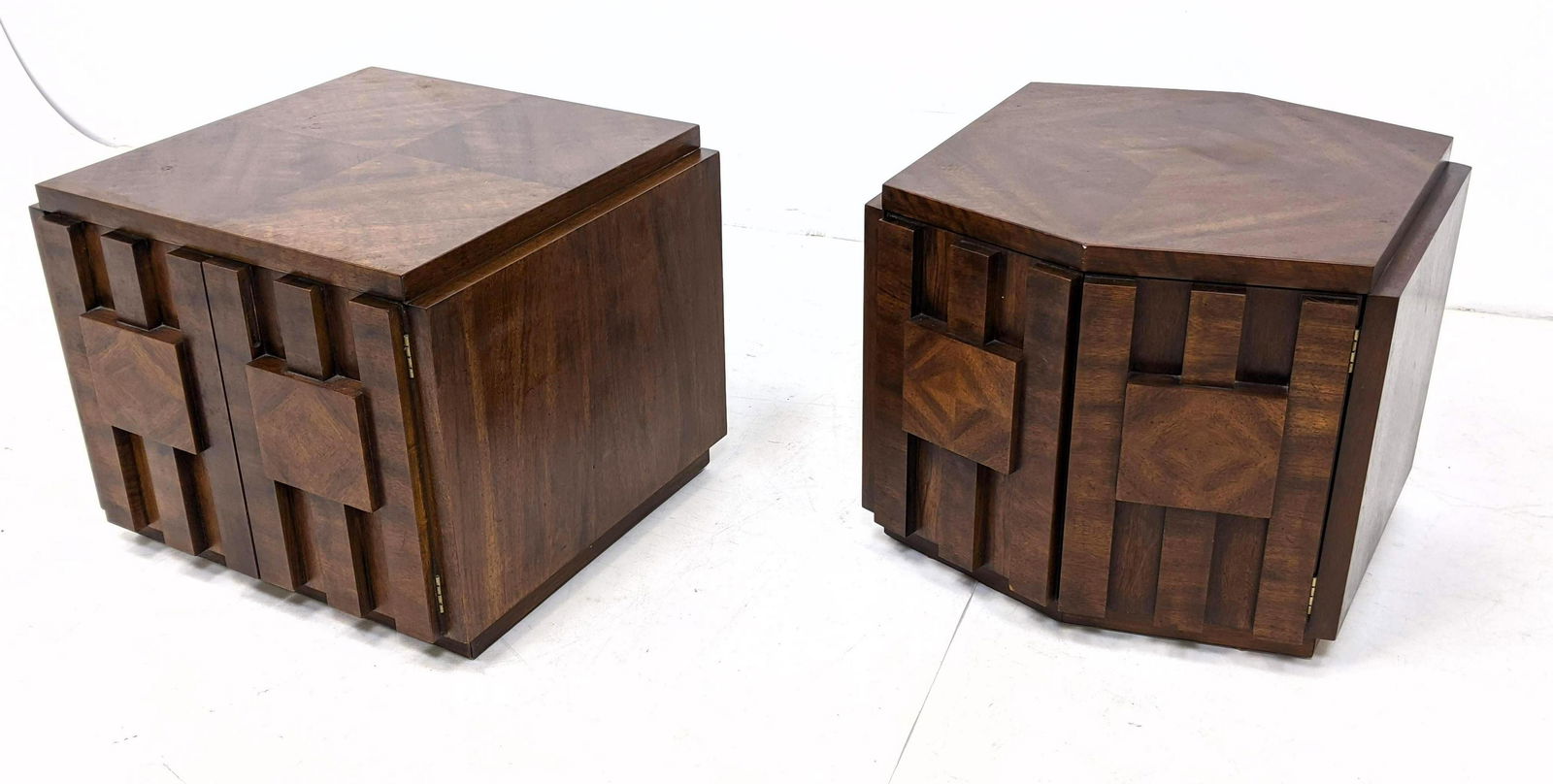2pc LANE American Modern Walnut Storage End Side Tables (1 of 15)