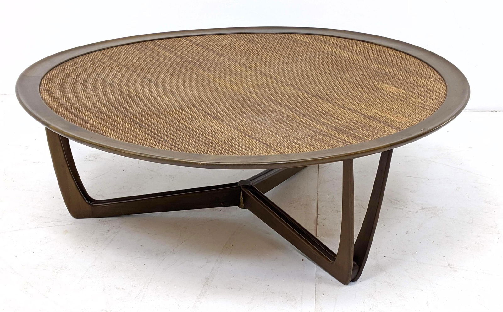 American Modern Wood Frame Wicker Top Coffee Table. Coc (1 of 9)