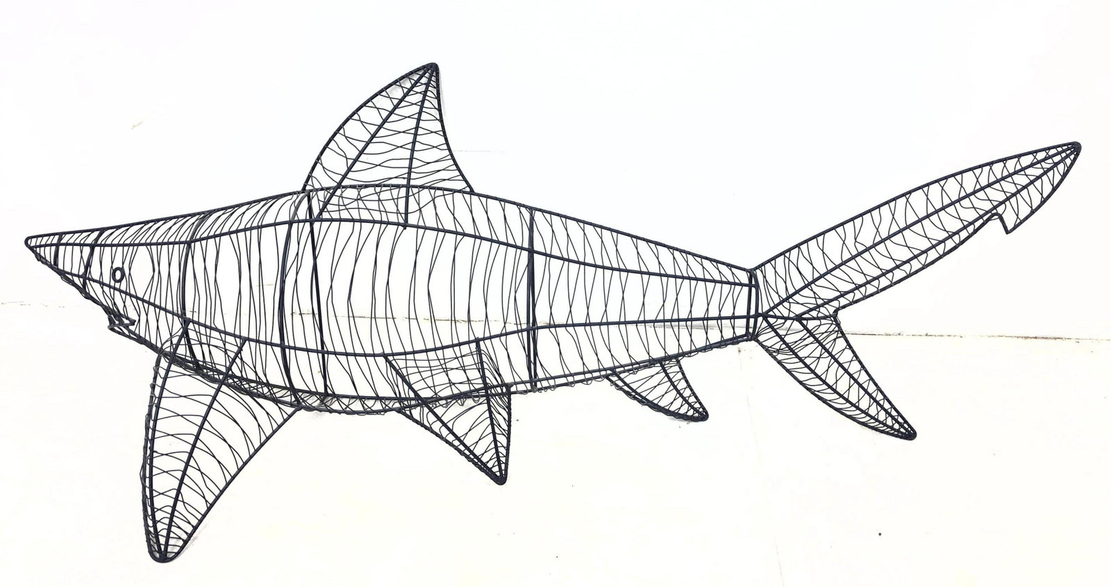 Decorator Metal Wire Shark Wall Sculpture.: Decorator Metal Wire Shark Wall Sculpture.-- Dimensions: H: 22 inches: W: 48 inches: D: 12 inches ---
