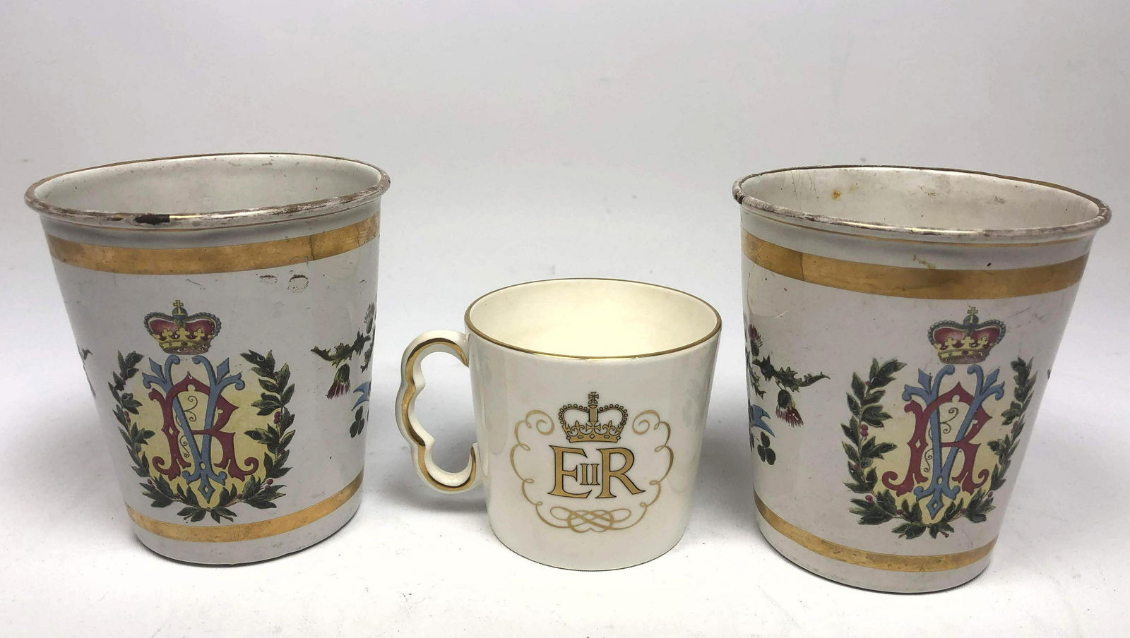 3pc Coronation Lot. Two  metal cups depicting Queen Vic (1 of 10)