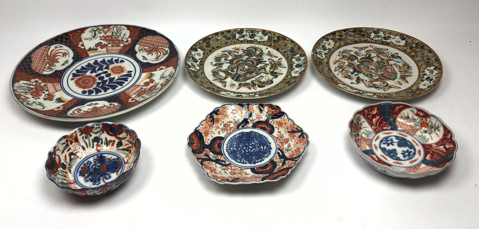 6pc Asian Porcelains.  2pc Thousand Butterfly Plates an (1 of 9)