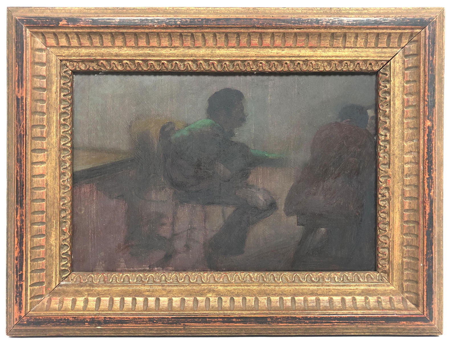 Signed Oil on Board depicting Three Men 1 with Guitar. (1 of 12)