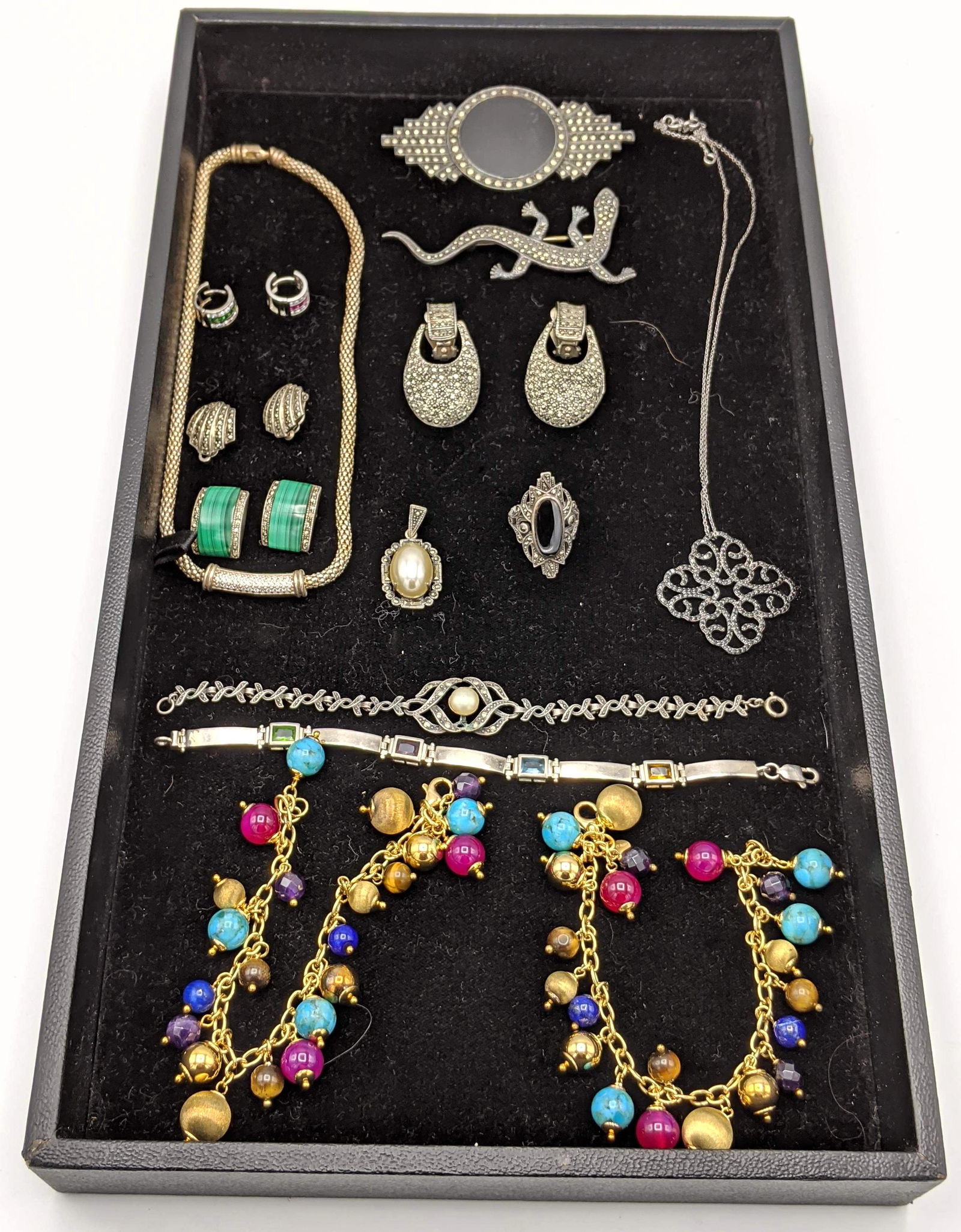 18pc Sterling Silver Modern Jewelry Lot. Art deco style (1 of 10)