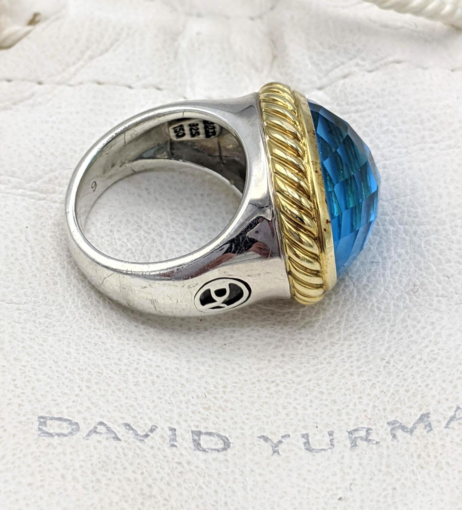 DAVID YURMAN Sterling 18k Gold Designer Ring. Faceted o (1 of 6)