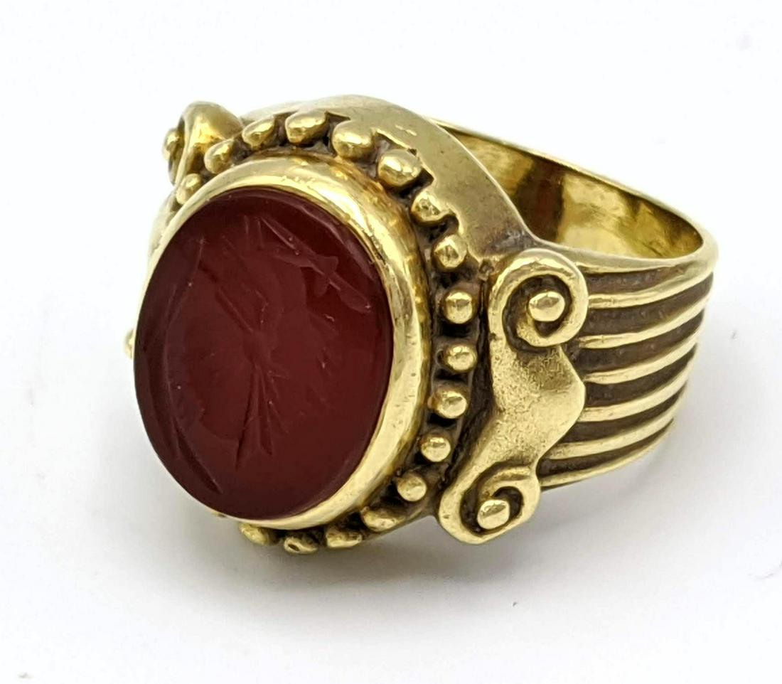 18k Gold VAHE NALTCHAYAN Intaglio Carnelian Ring. Carne (1 of 7)