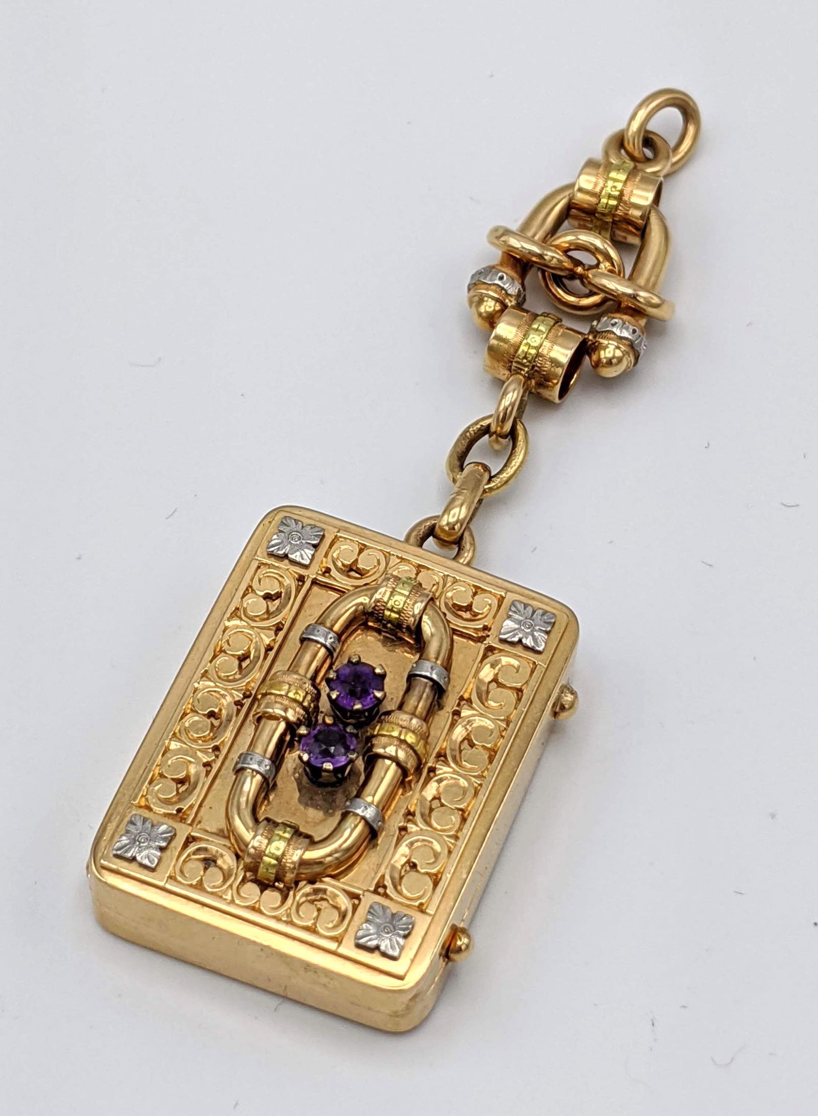 Antique Tests Gold Book Form Picture Locket Pendant. El (1 of 7)