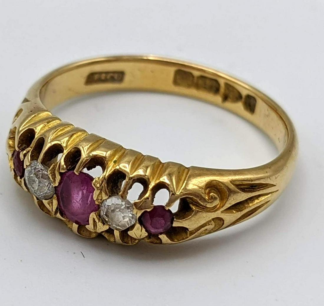 18k Antique Ruby Diamond Ring J P & CO. Ruby diamond gy (1 of 9)