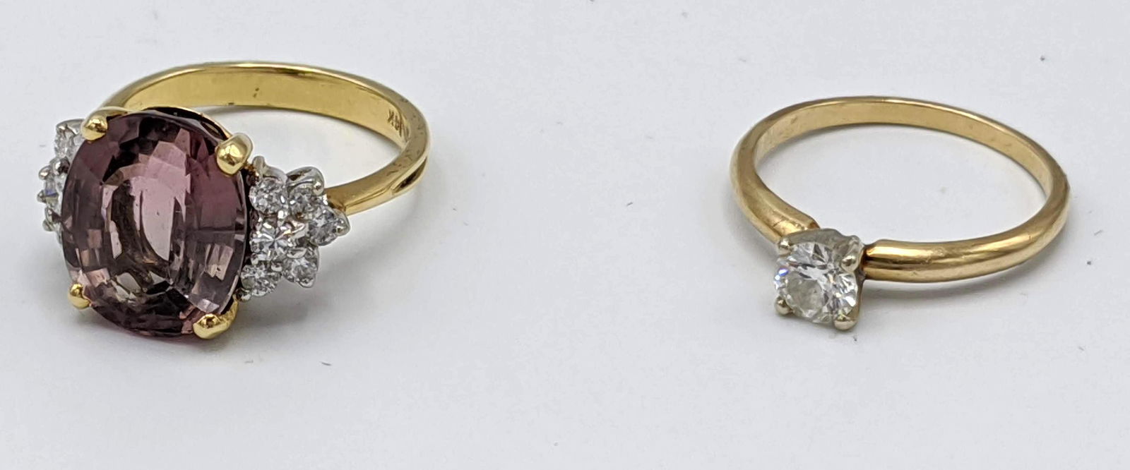2pc 14k Gold Vintage Rings. 1) Pale faceted purple ston (1 of 8)