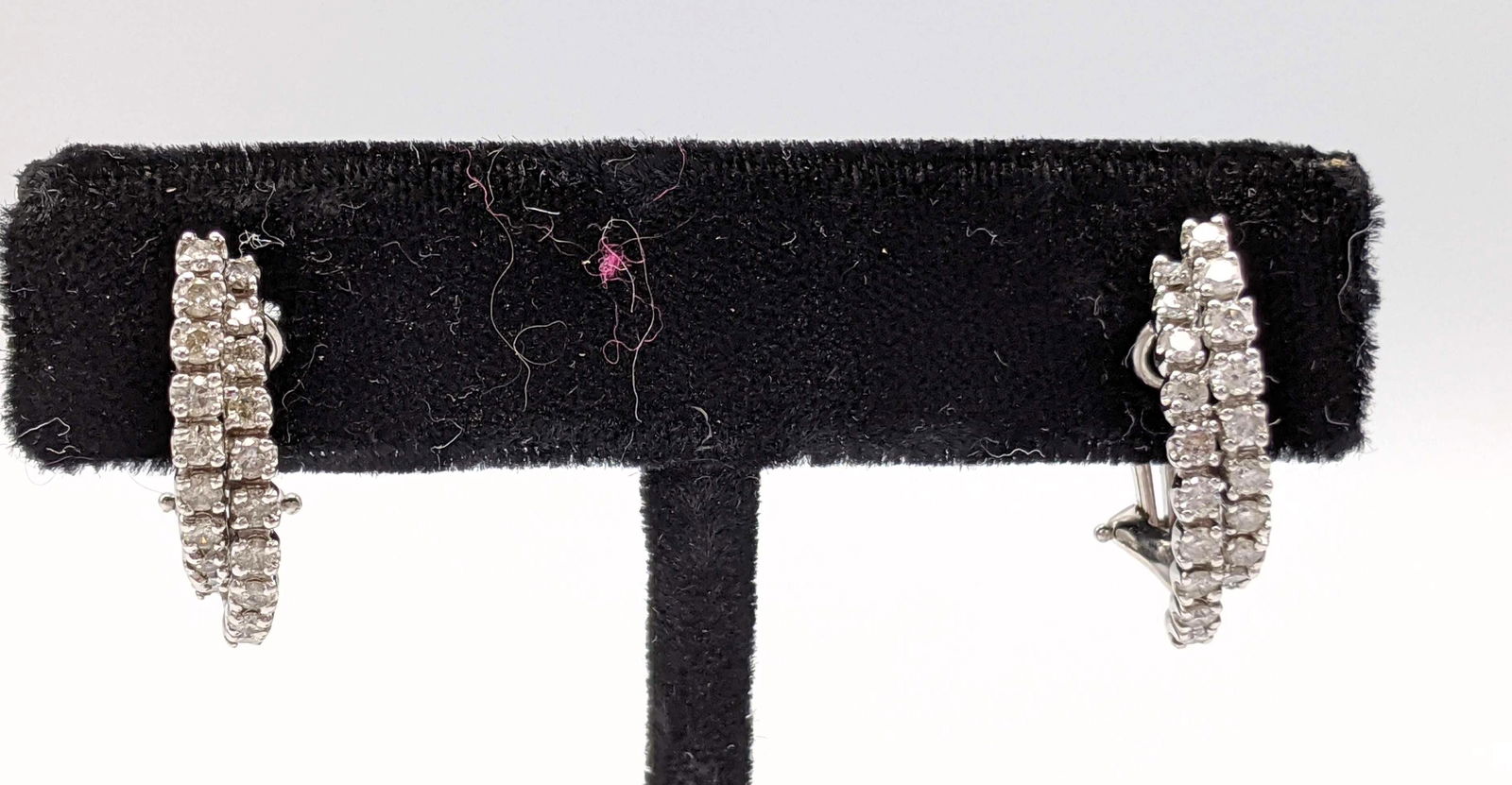 Pr 14k White Gold Diamond Earrings. Vintage clip earrin (1 of 8)