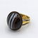 14K Gold Vintage Banded Agate Gold Ring. Rope trim moun